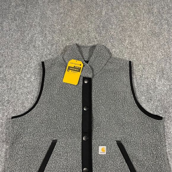 Carhartt Sherpa Fleece Snap Front Vest Womens Small S Relaxed Fit Gray Black NWT - Picture 6 of 16